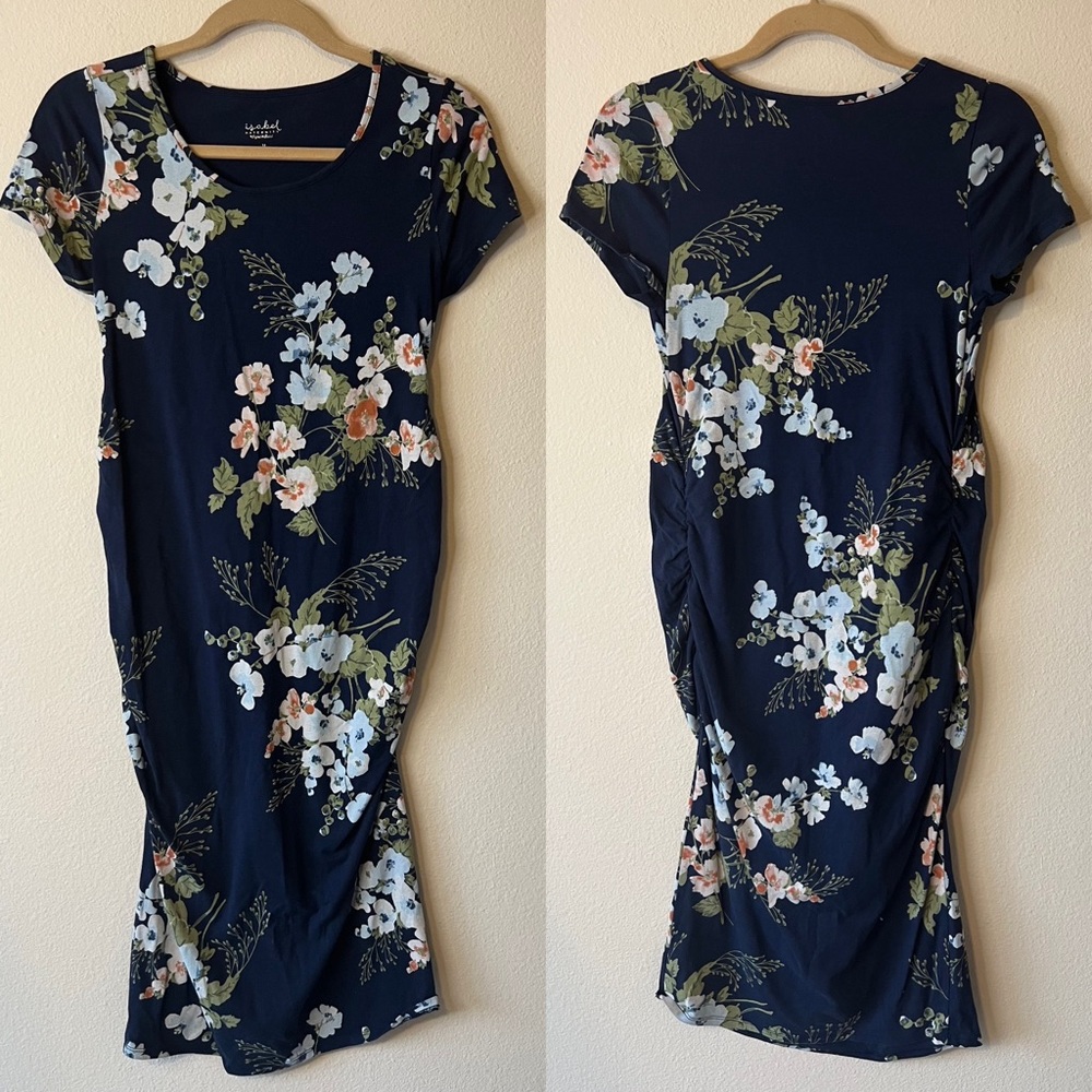 Isabel Maternity Bodycon Floral Dress - Navy - Size M - EUC